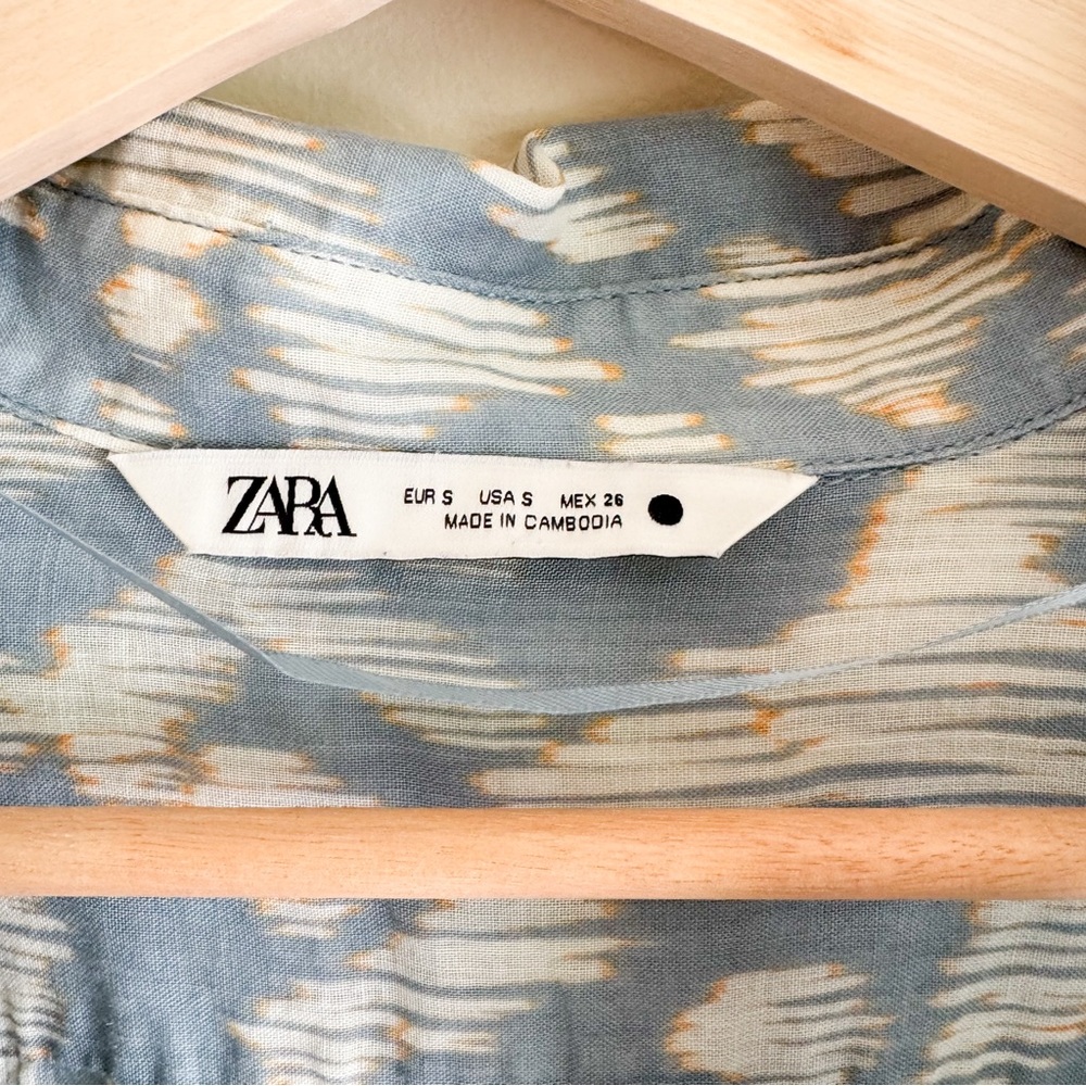 Zara Printed Rami Shirt Size Small - Picture 5 of 9